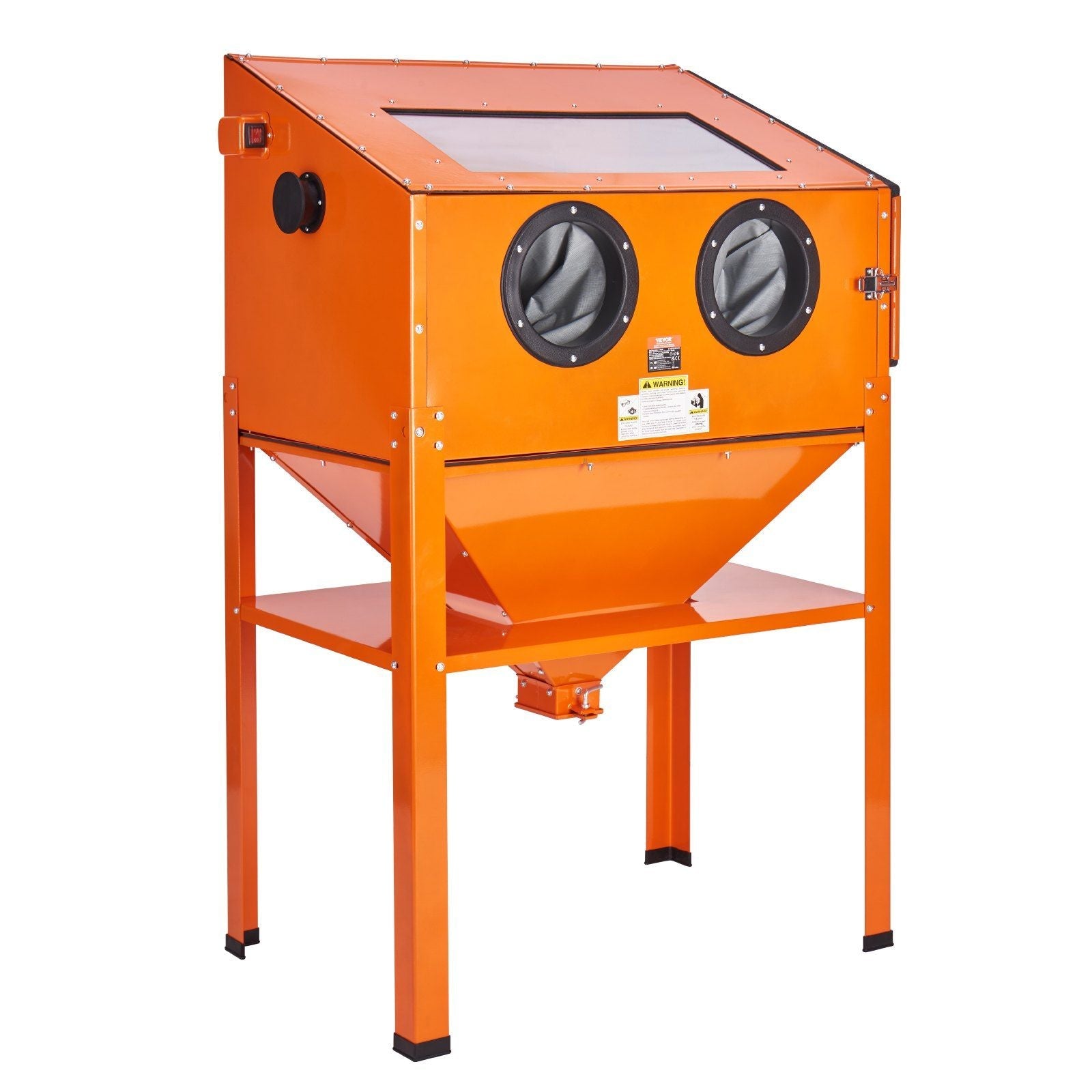60 Gallon Sandblasting Cabinet, 40-120PSI Sand Blasting Cabinet with Stand, Heavy Duty Steel Sand Blaster with Blasting Gun & 4 Ceramic Nozzles for Paint, Stain, Rust Removal