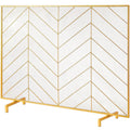 Fireplace Screen Single Panel, Sturdy Iron Mesh Fireplace Screen, 38.6"(L) x29.8"(H) Spark Guard Cover, Simple Installation, Free Standing Fire Fence Grate for Living Room Home Decor Modern