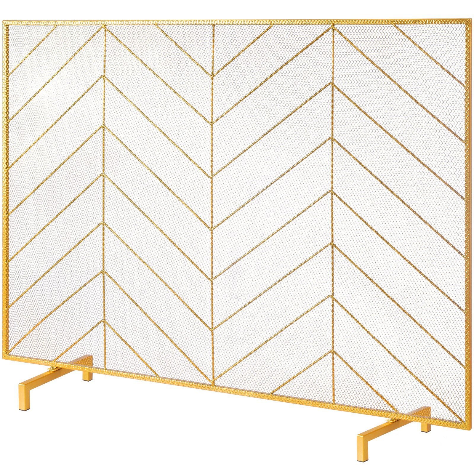 Fireplace Screen Single Panel, Sturdy Iron Mesh Fireplace Screen, 38.6"(L) x29.8"(H) Spark Guard Cover, Simple Installation, Free Standing Fire Fence Grate for Living Room Home Decor Modern