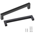 10 Pack Cabinet Pulls, 5.03in / 128mm Center to Center Slim Square Kitchen Cabinet Drawer, Stainless Steel Modern Kitchen Cupboard Door Handles for Kitchen Bathroom Bar Hardware Matte Black