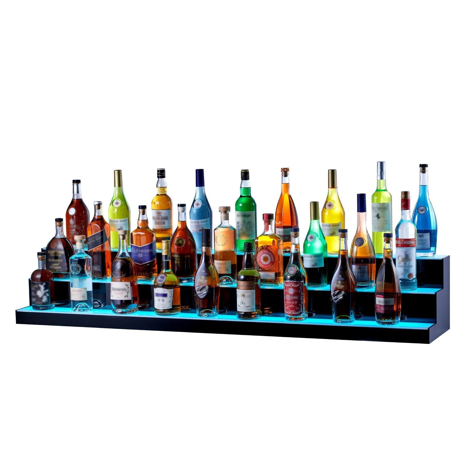 LED Lighted Liquor Bottle Display Bar Shelf RF & App Control 60" 3-Step