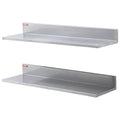 8.6" x 30" Stainless Steel Shelf, Wall Mounted Floating Shelving with Backsplash, 44 lbs Load Capacity Commercial Shelves, Heavy Duty Storage Rack for Restaurant, Bar, Home, and Hotel (2 Packs)