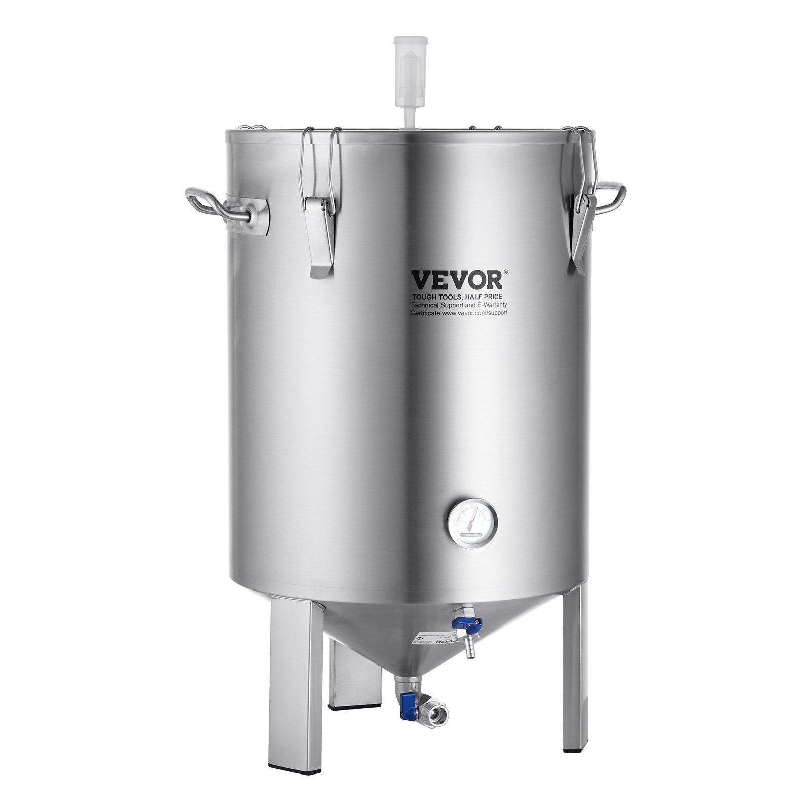 304 Stainless Steel Kettle, 16 GALLON Beer Brew Fermentor, Brew Bucket Fermentor for Brewing, Home Brewing Supplies with Base, Kettle Stock Pot Includes Lid, Handle, Valve, Spigot, Thermometer