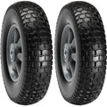 Solid PU Run-Flat Tire Wheel, 10", 2-Pack, 180 lbs Dynamic Load, 220 lbs Static Load, Flat Free Tubeless Tires and Wheels for Hand Truck, Utility Cart, Dollies, Garden Trailers, Various Carts