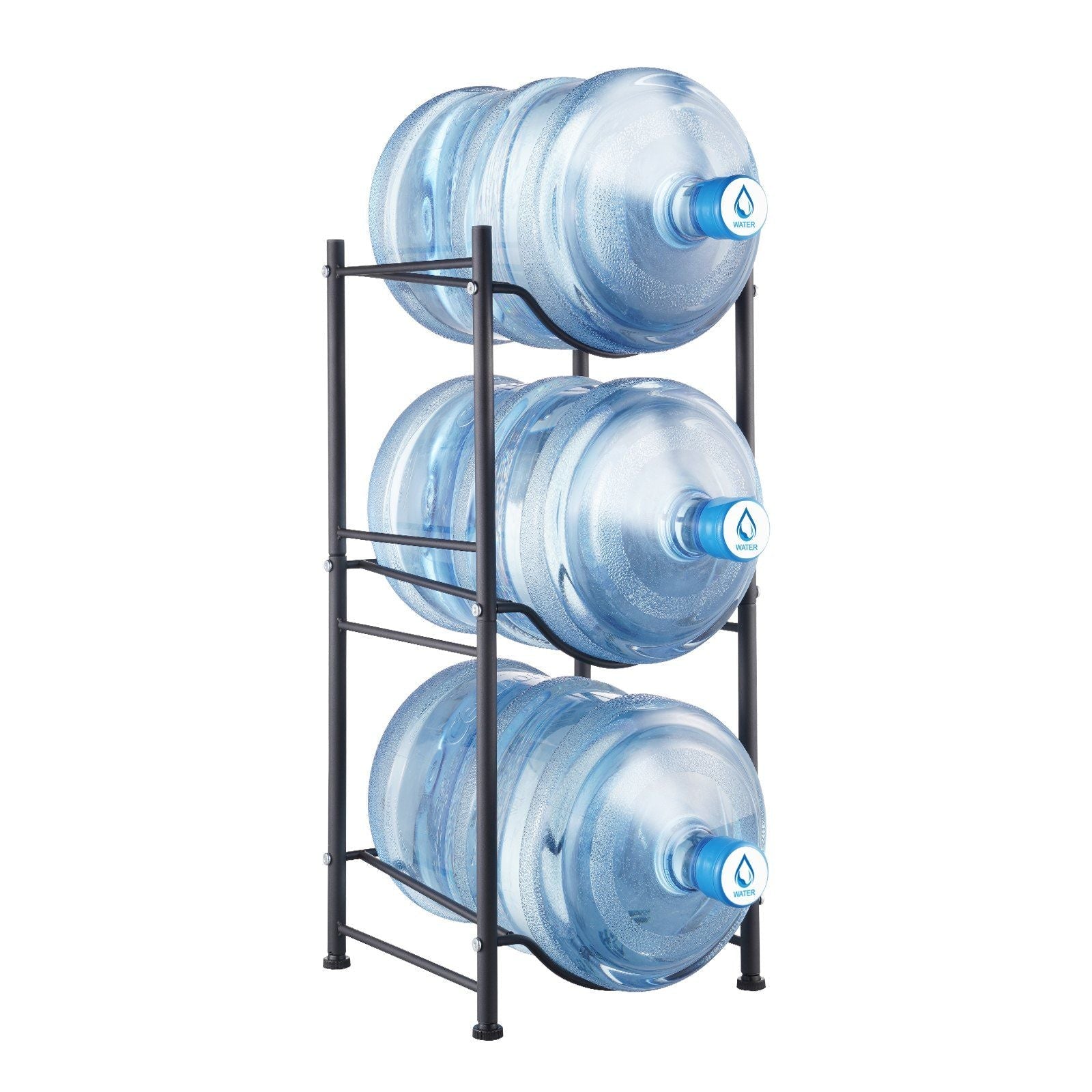 3 Tiers Water Jug Holder Single Row Water Bottle Rack for 3 Bottles Black