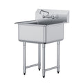 Stainless Steel Prep & Utility Sink, 1 Compartment Free Standing Small Sink Include Faucet & legs, 27"x41" Commercial Single Bowl Sinks for Garage, Restaurant, Kitchen, Laundry, NSF Certified