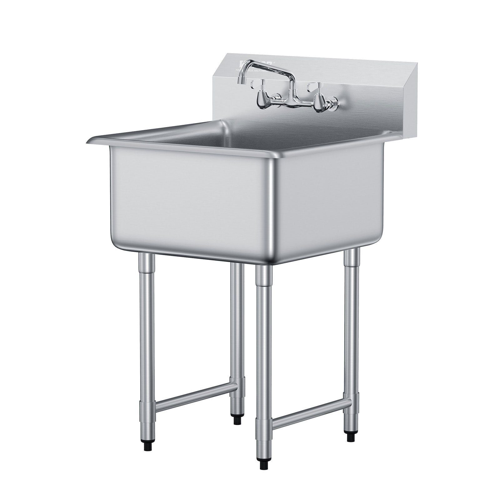 Stainless Steel Prep & Utility Sink, 1 Compartment Free Standing Small Sink Include Faucet & legs, 27"x41" Commercial Single Bowl Sinks for Garage, Restaurant, Kitchen, Laundry, NSF Certified