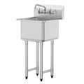 Stainless Steel Prep & Utility Sink, 1 Compartment Free Standing Small Sink Include Faucet & legs, 18"x41" Commercial Single Bowl Sinks for Garage, Restaurant, Kitchen, Laundry, NSF Certified