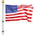 25FT Telescoping Flag pole Kit, Heavy Duty Aluminum Alloy in Ground Flag Poles for Outside, 3 Display Modes Flagpole with 3x5 American Flag, Professional Accessories, Silver