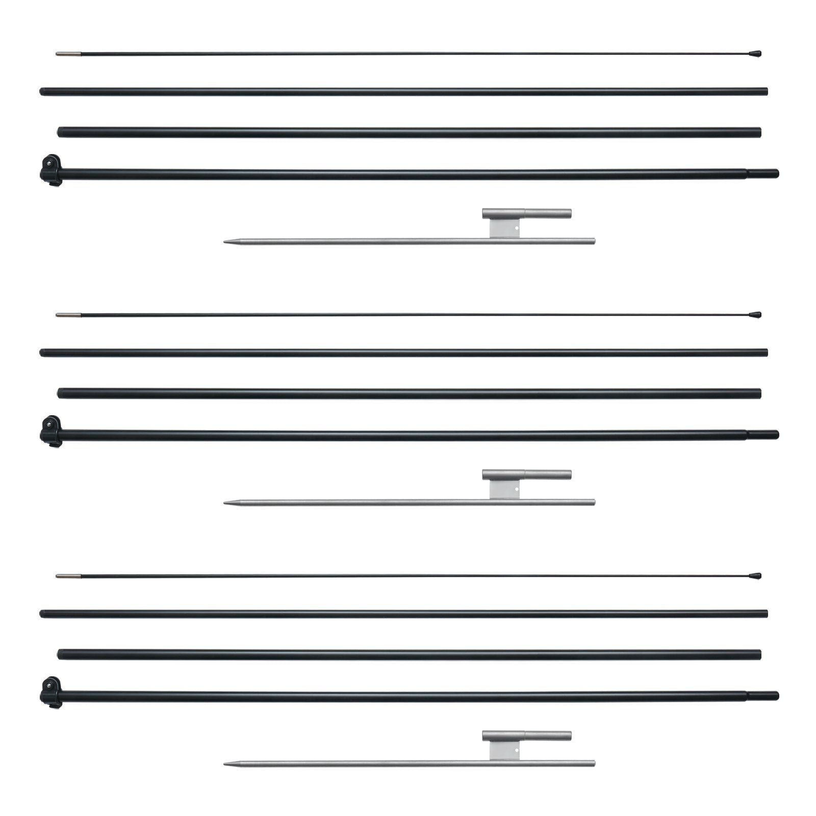 Feather Flag Pole Kit 3 Packs Swooper Flag Pole 16.3 ft with Ground Stakes