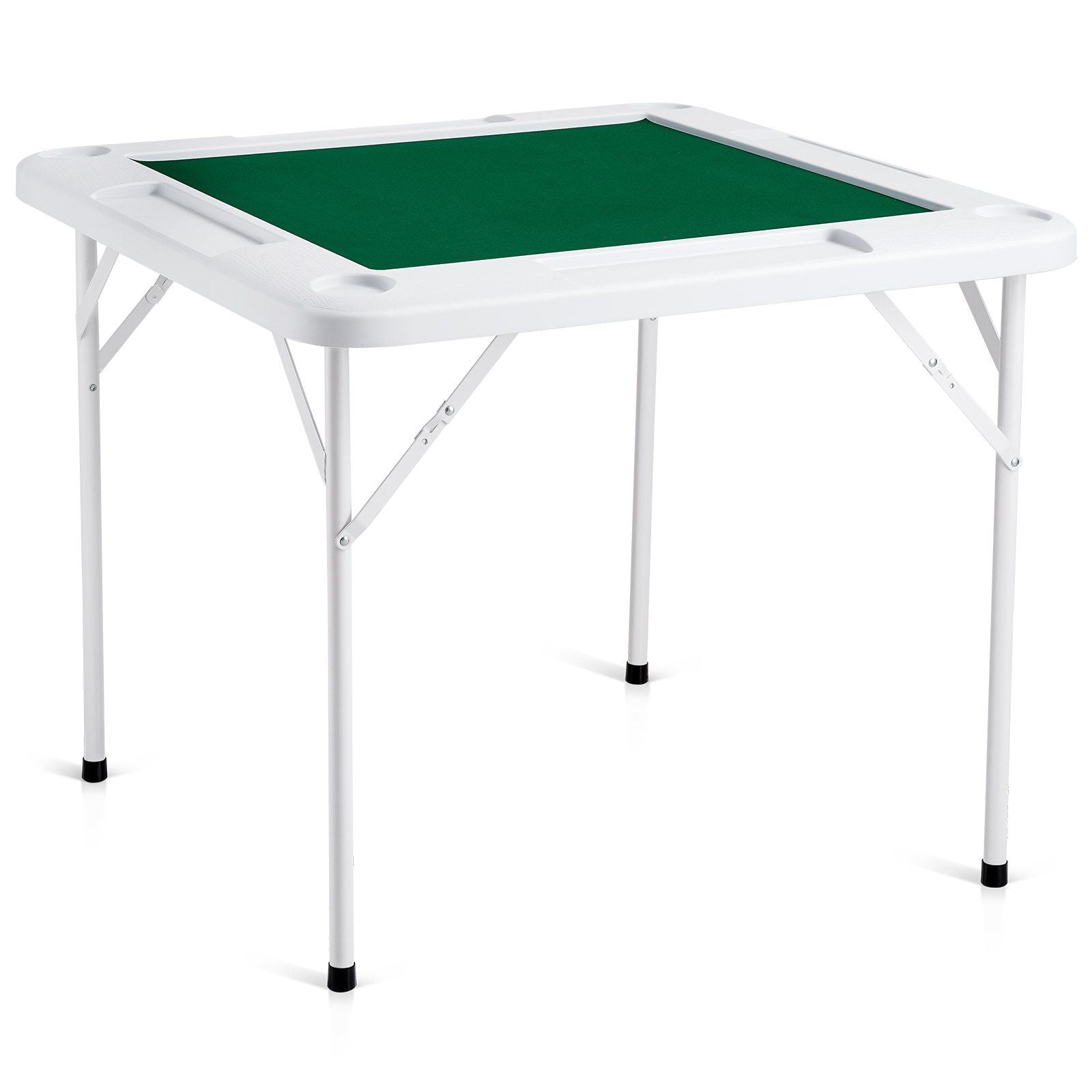 Mahjong Table 4 Player Folding Card Table & Table Mat Cup Holder Chip Tray