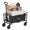 Collapsible Folding Wagon, 2 cu.ft Beach Wagon Cart with All-Terrain 5in Wheels, Heavy Duty Folding Wagon Cart 220 lbs Weight Capacity with Drink Holders, Wagon for Camping, Shopping, Garden