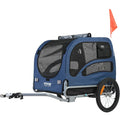 Dog Bike Trailer, Supports up to 100 lbs, Pet Cart Bicycle Carrier, Easy Folding Frame with Quick Release Wheels, Universal Bicycle Coupler, Reflectors, Flag, Collapsible to Store, Blue/Black