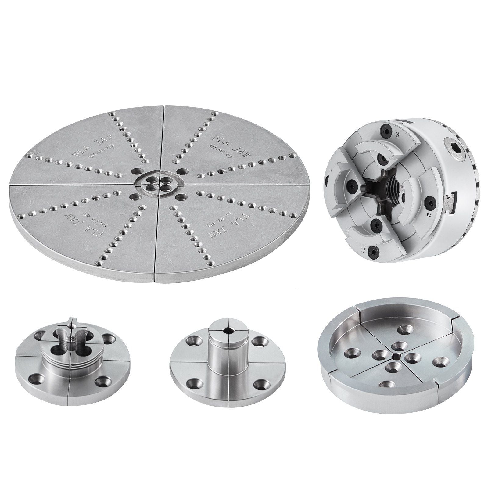 KP965 Lathe Chuck, 4-Jaw 3.75" Diameter, Metal Lathe Chuck Turning Machine Accessories with 5 Sets of Jaws, Self-centering Tool, for Precision Machining, Grinding Machines, Milling Machines