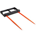 49" Hay Spear, Bale Spears 3000lbs Loading Capacity, Skid Steer Loader Tractor Bucket Attachment with 2pcs 17.5" Stabilizer Spears and 60" Chain, Quick Attach Spike Forks
