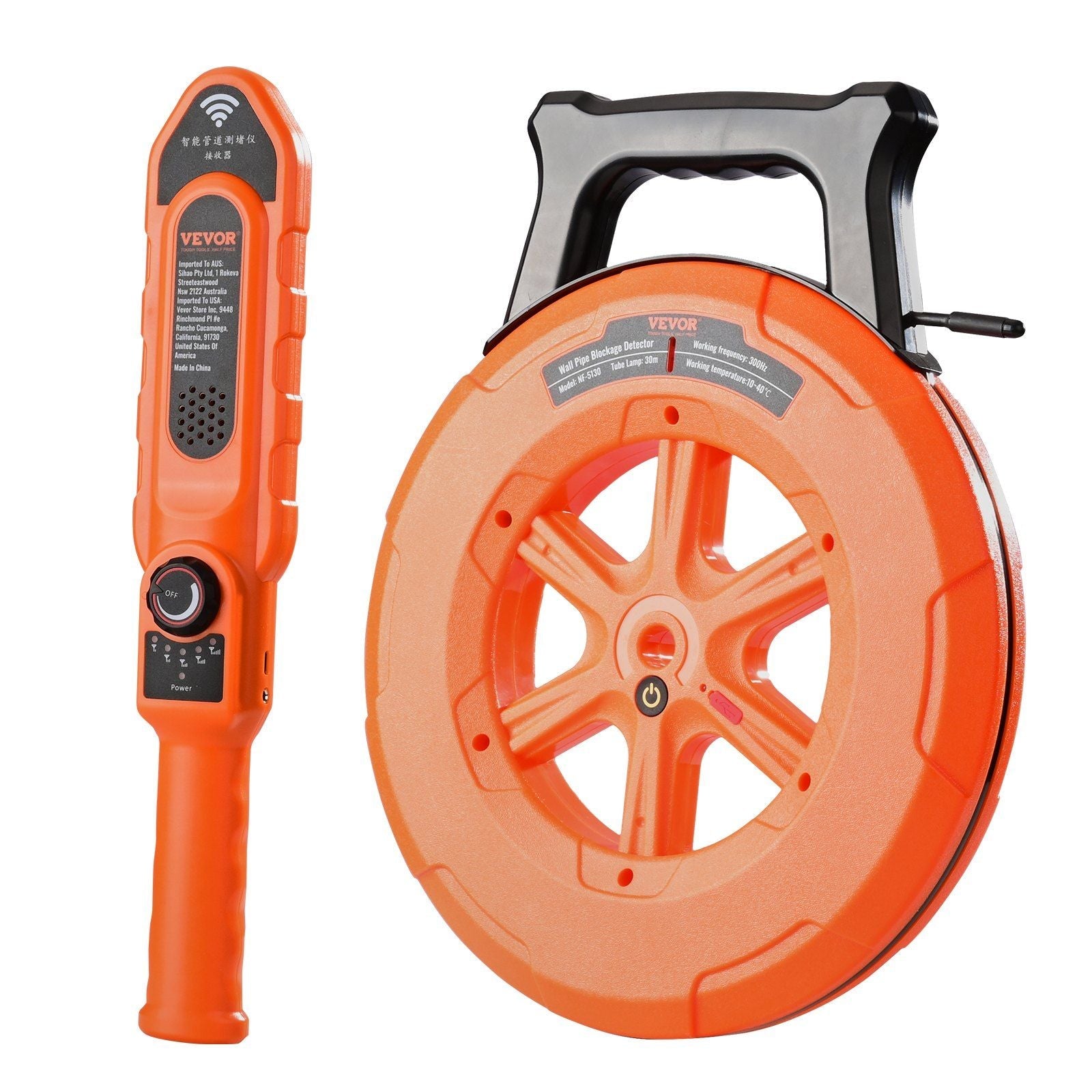 Pipe Blockage Detector Locators 100ft/30m Waterproof for PVC Plastic Metal