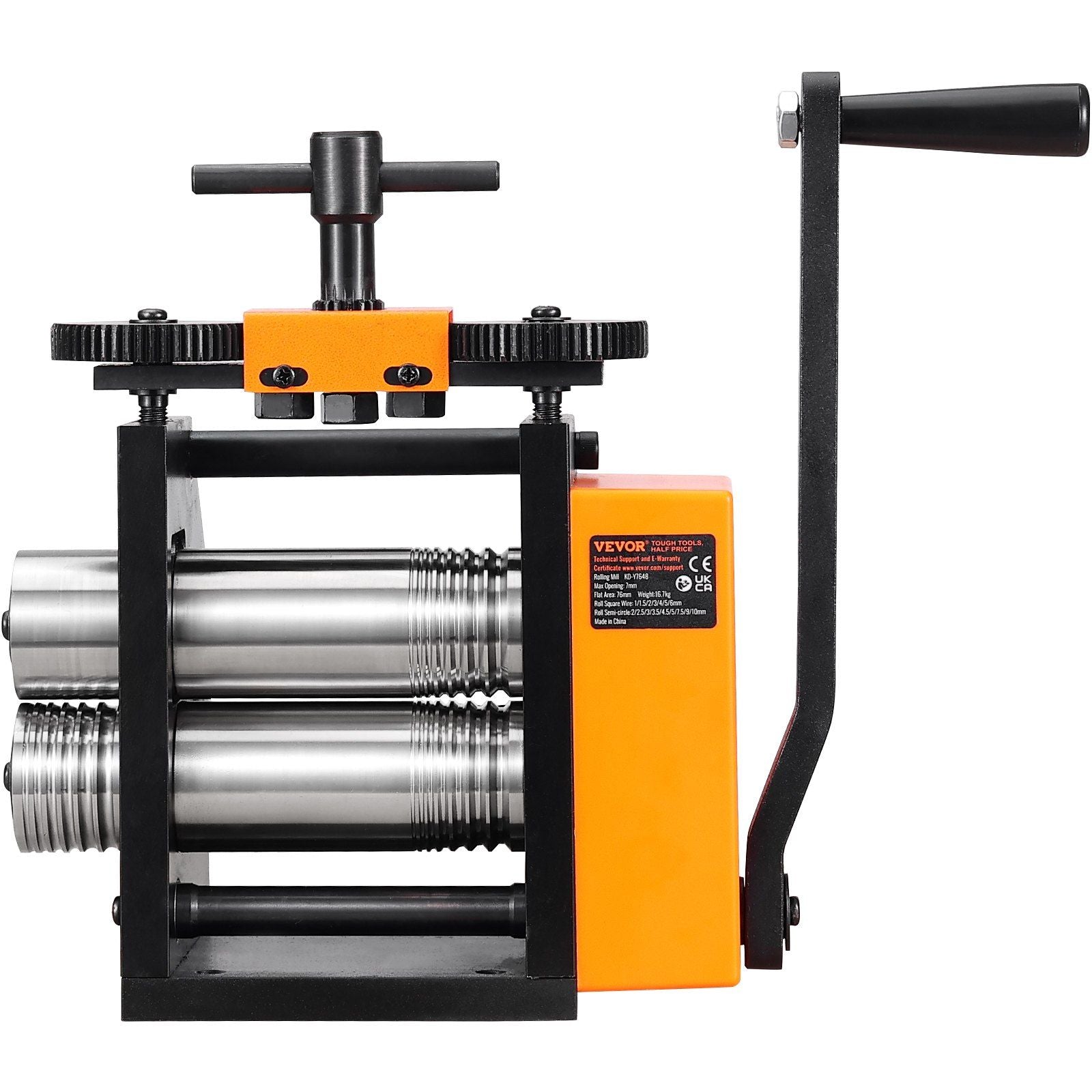 Rolling Mill, 3"/76 mm Jewelry Rolling Mill Machine, 1: 2 Gear Ratio, 3-in-1 Multi-function Rolling Mill, 0.1-7mm Press Thickness for Metal Jewelry Making Sheet Square Wire Semicircle Pattern