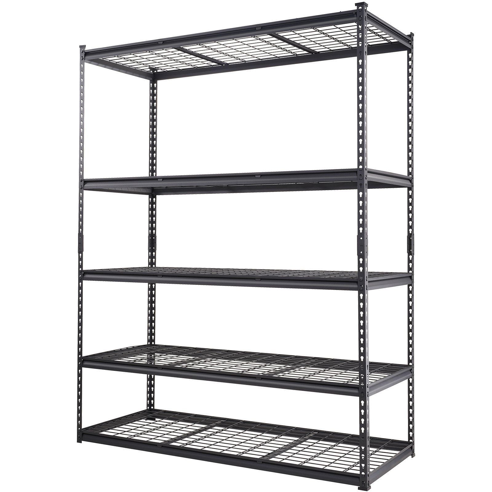 Storage Shelving Unit, 5-Tier Adjustable, 2000 lbs Capacity, Heavy Duty Garage Shelves Metal Organizer Wire Rack, Black, 60" L x 24" W x 78" H for Kitchen Pantry Basement Bathroom Laundry Closet
