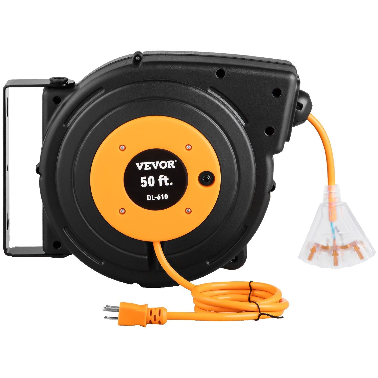 50ft Retractable Extension Cord Reel 14AWG/3CSJTOW Power Cord Reel