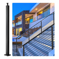 Cable Rail Post Level Deck Stair Post 42 x 1.97 x 1.97" Cable Handrail Post Stainless Steel Brushed Finishing Deck Railing DIY Picket Without Hole Stair Railing Kit with Mount Bracket Black