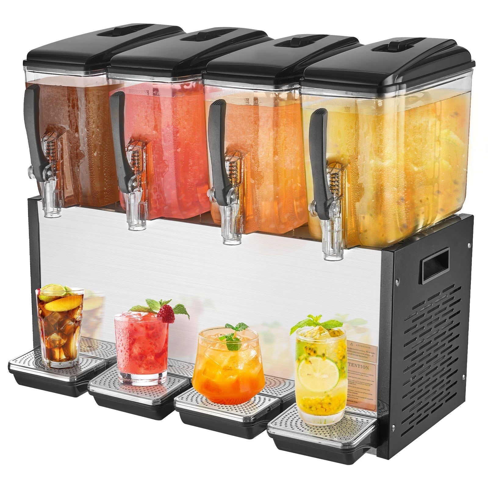 Commercial Beverage Dispenser 12L x 4 Tanks Cold Juice Ice Drink Dispenser