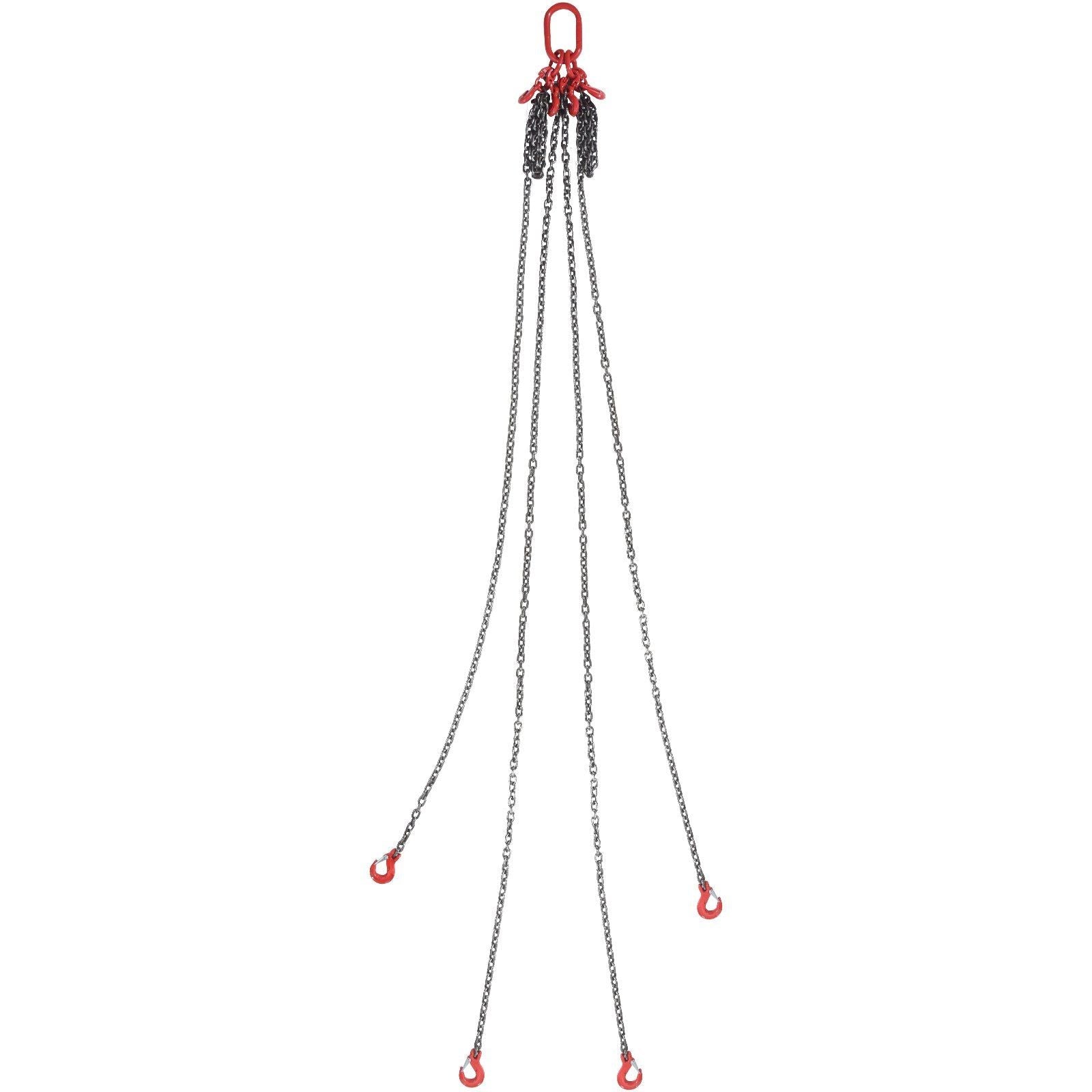 5/16" x 10' Chain Sling 4 Legs G80 Lifting Chain with Grab Hooks 11000 lbs