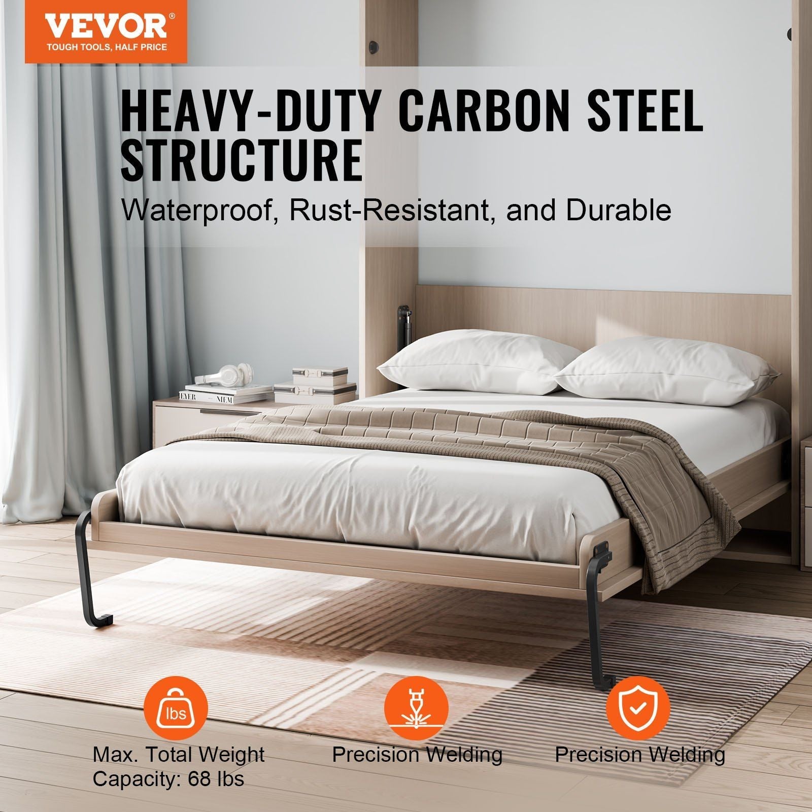 Murphy Bed Kit Queen Size Vertical Deluxe DIY Wall Bed Hardware Folding