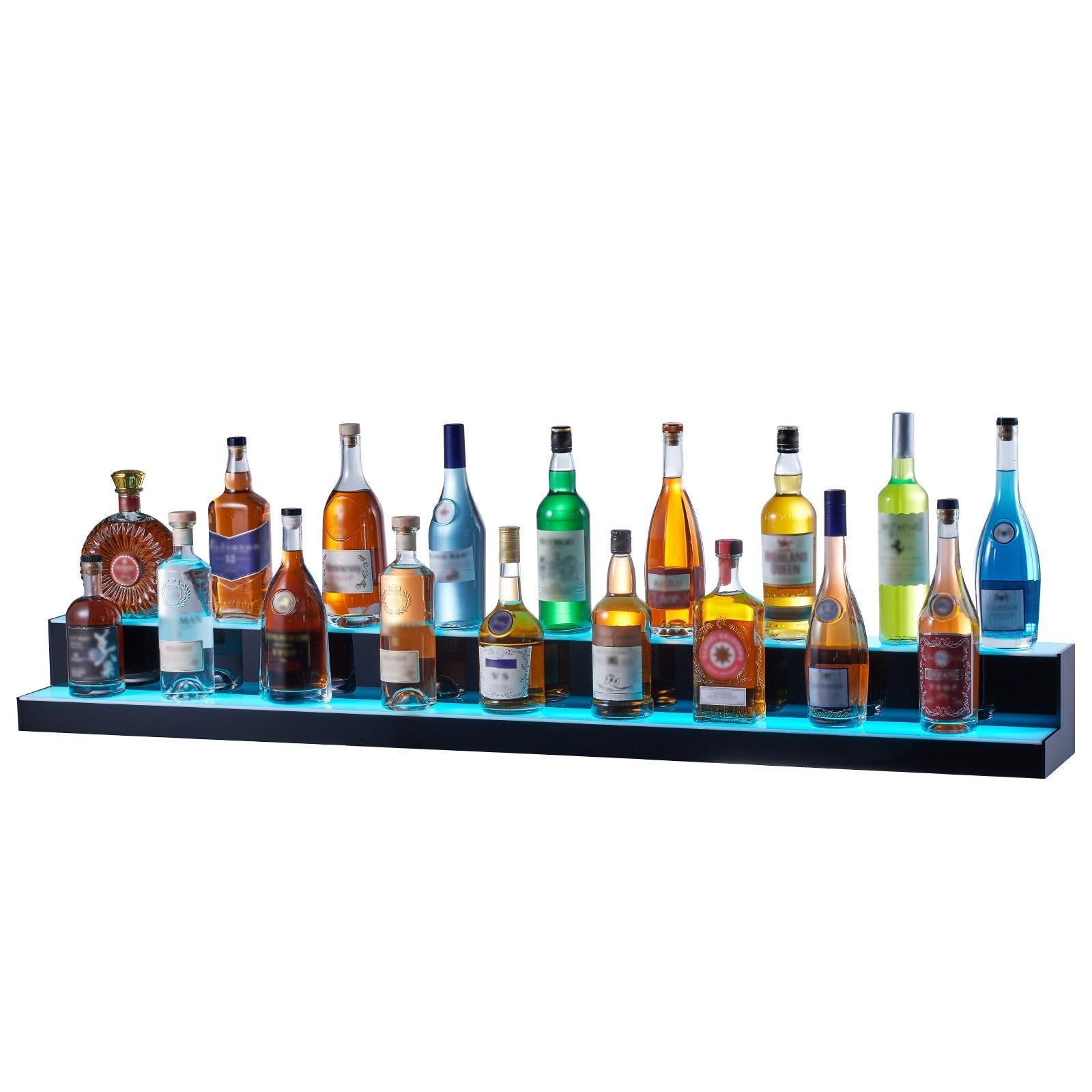 LED Lighted Liquor Bottle Display Bar Shelf RF & App Control 60" 2-Step