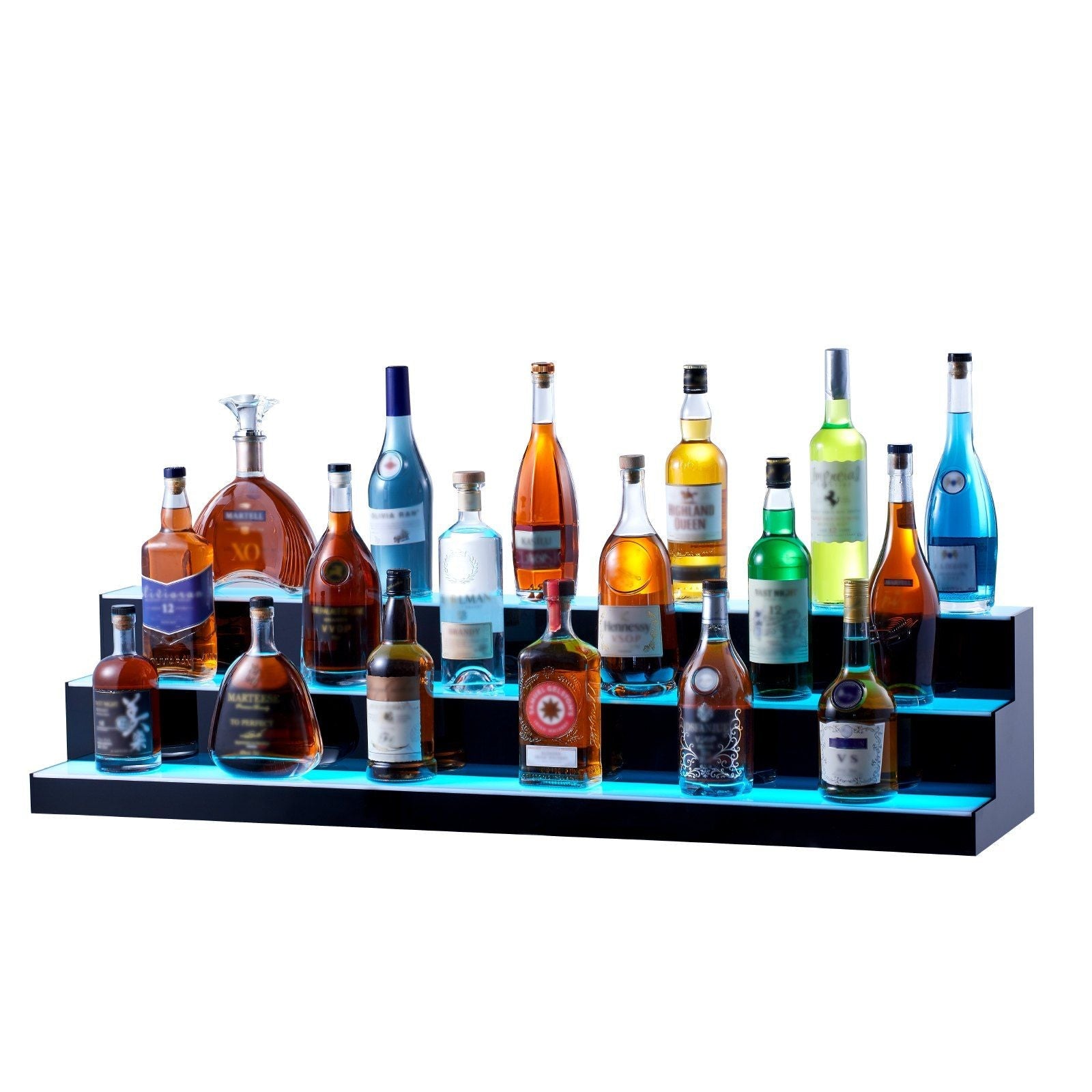 LED Lighted Liquor Bottle Display Bar Shelf RF & App Control 48" 3-Step