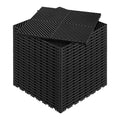 Interlocking Drainage Mat, 15.7'x15.7' Modular Cushion Durable PP Material, 24 Pcs Splicing Drainage Mats, Non-Slip Drainage Floor Tile and Shower Mat, for Garage, Garden, Kitchen&Outdoor, Black