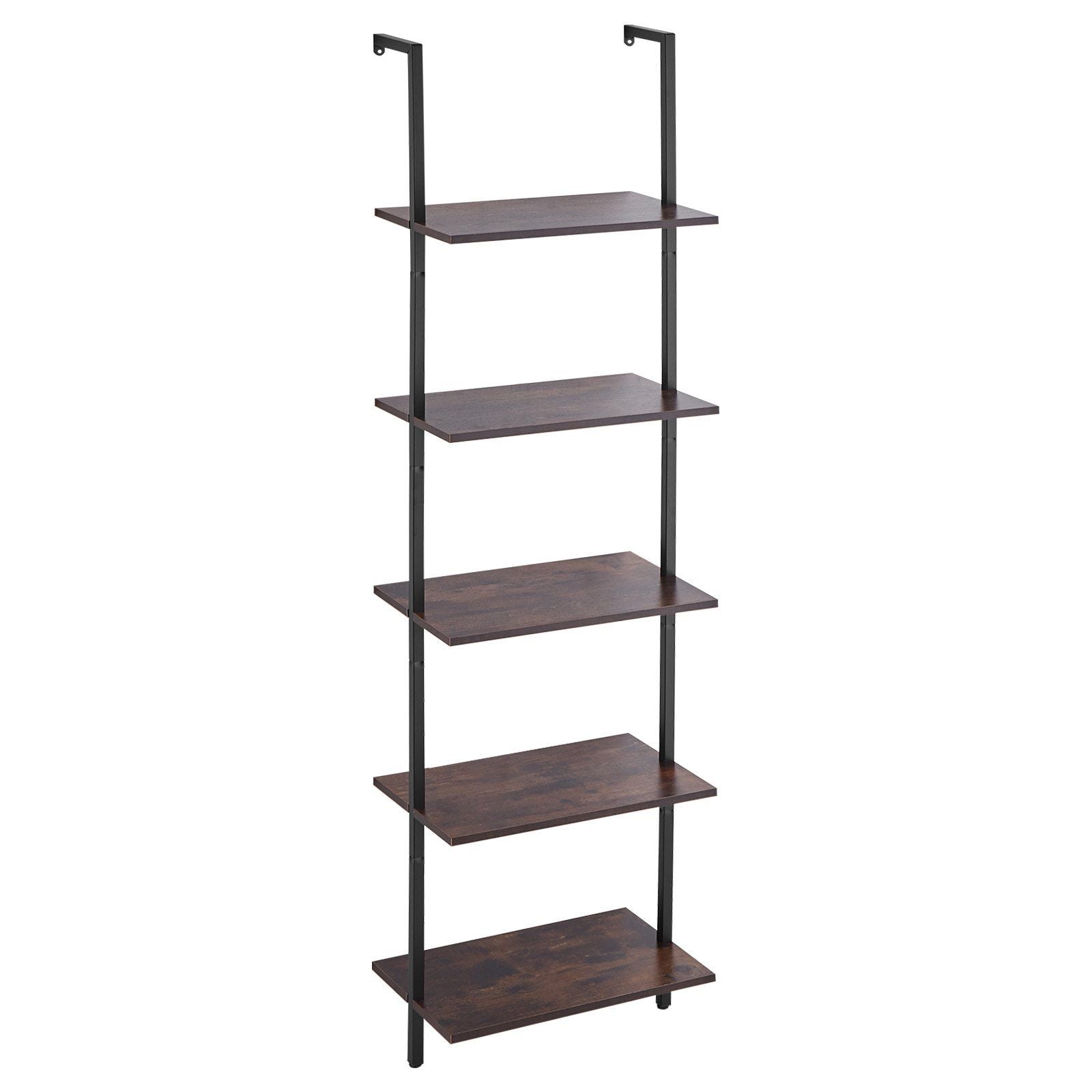 Industrial Square Pipe Shelf 5 Tier 17.3x11.8in Wall-Mount for Bedroom
