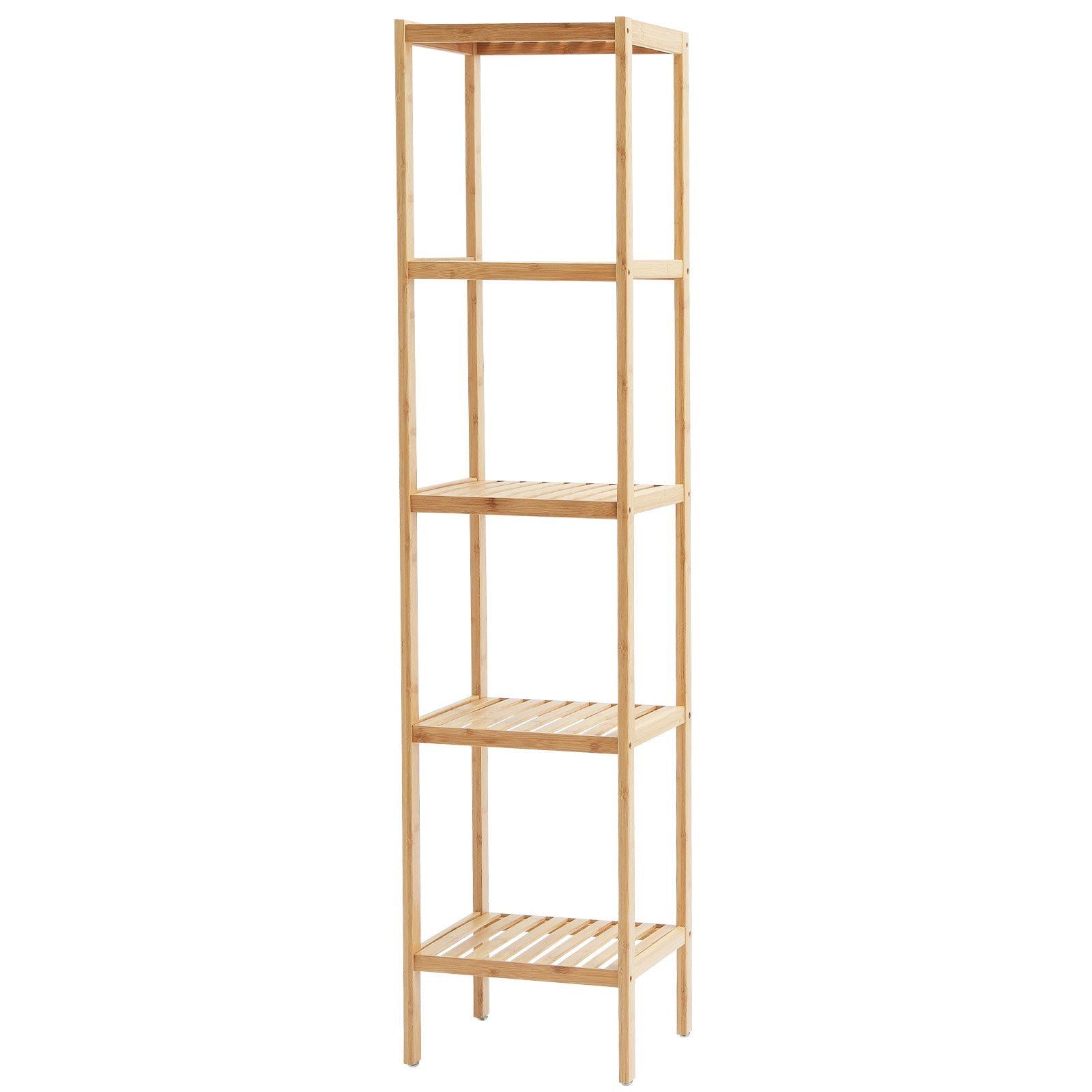 Corner Standing Bookshelf 5-Tier Bamboo Ladder Narrow Shelf Plant Stand