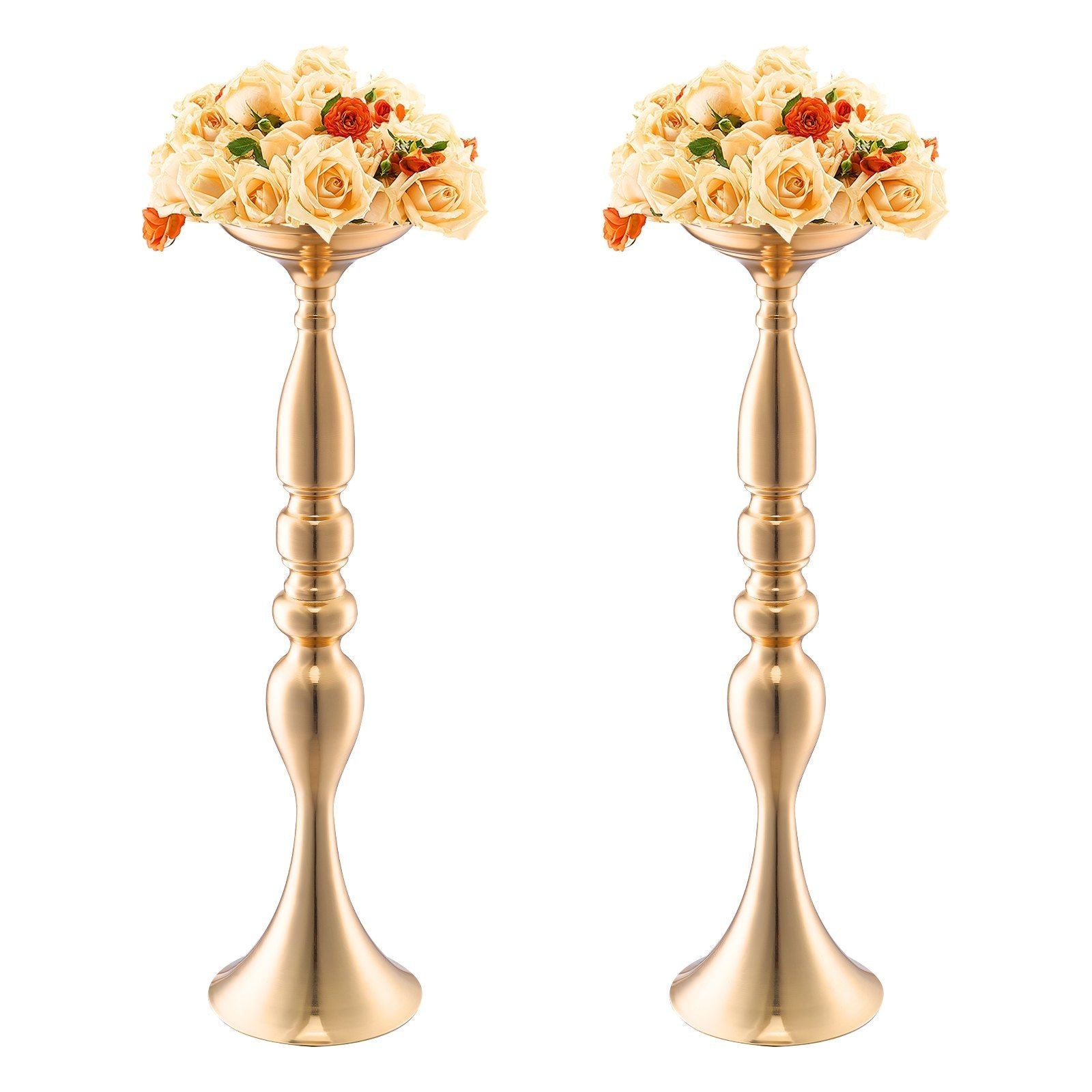 24PCS 50cm/19.7' Wedding Flower Vase Metal Gold Floral Stand for Table
