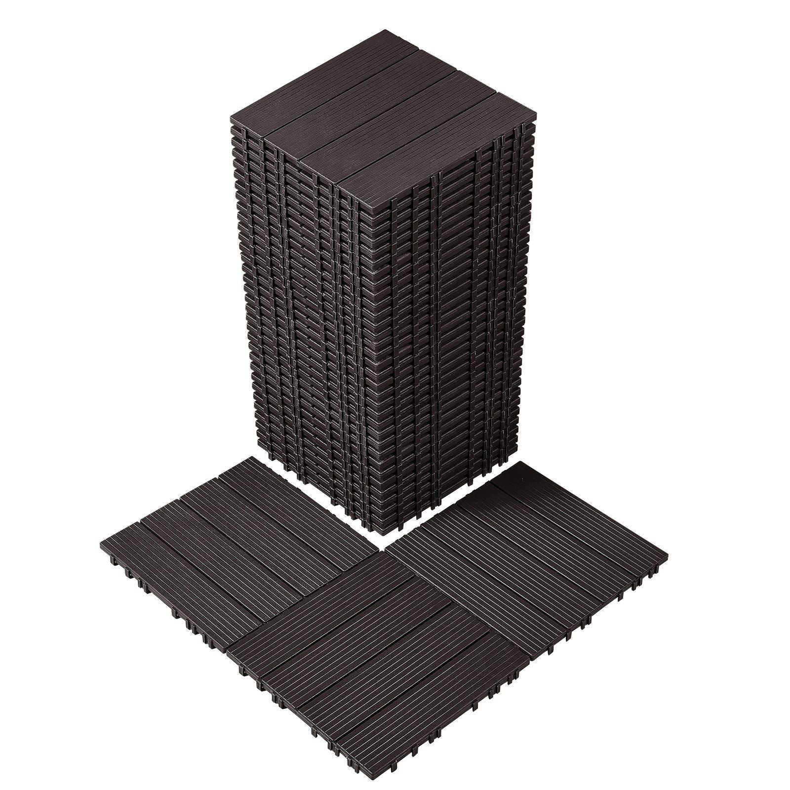 Interlocking Deck Tiles 36 Pack 12"x12" Waterproof for Porch Dark Brown
