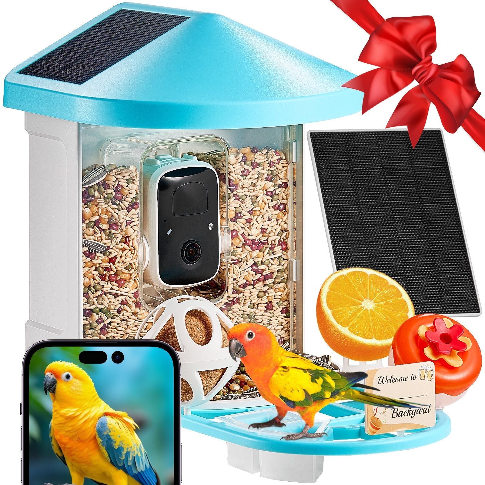 Smart Bird Feeder with Camera AI Identify 10000+ Bird Specie Solar-Powered