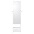 Mirror Jewelry Cabinet Standing Mirror with Storage Full Length White