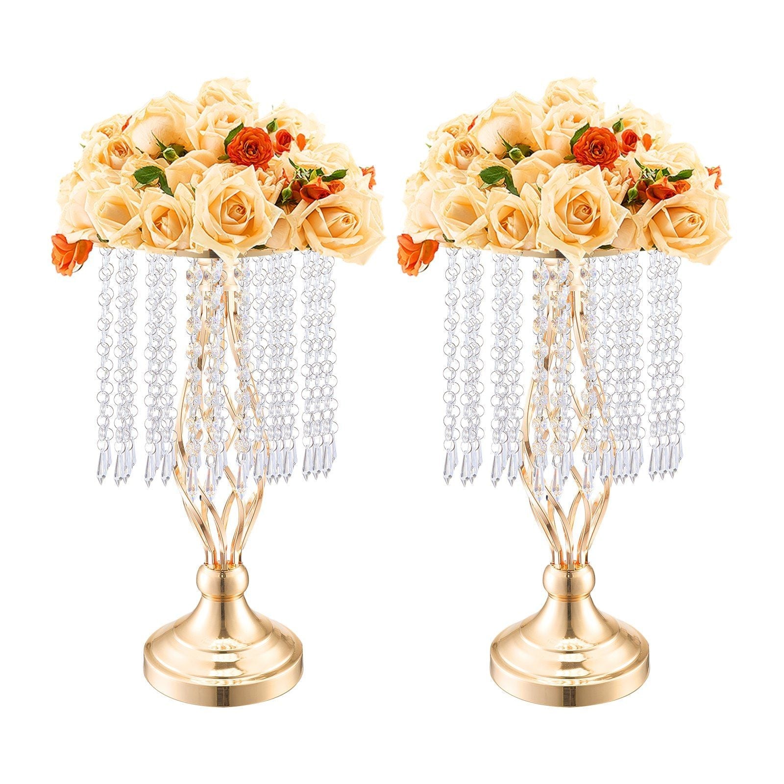 20PCS 43cm/16.9' Tall Crystal Wedding Flower Stand Vase for Party Decor