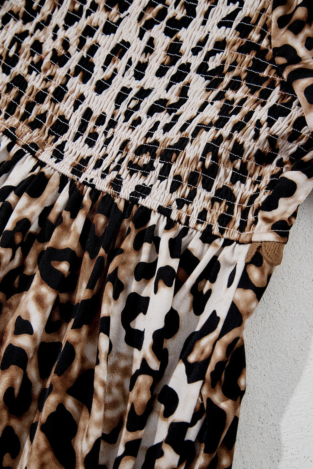 Leopard Square Neck Puff Sleeve Maxi Dress