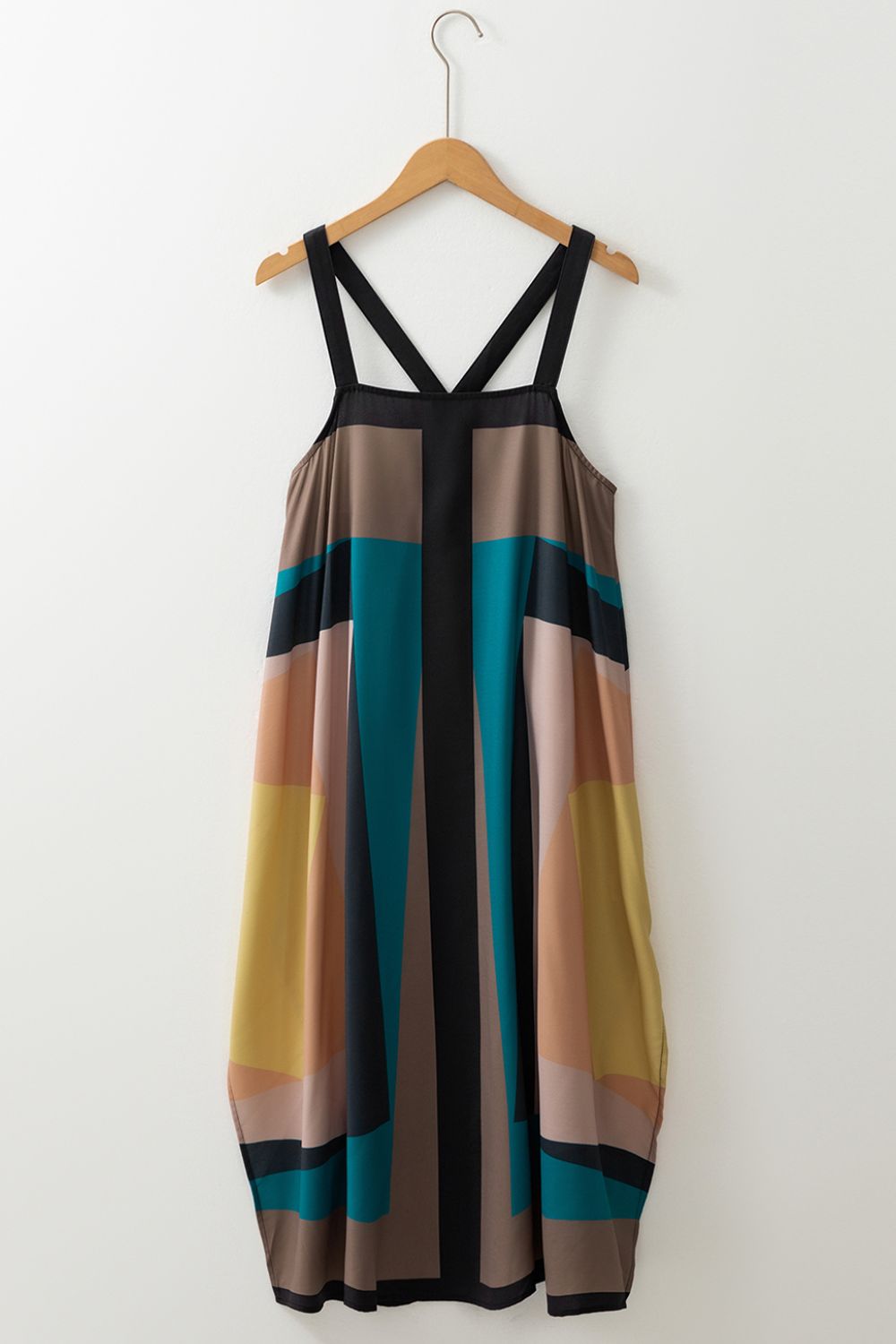 Color Block Square Neck Wide Strap Dress