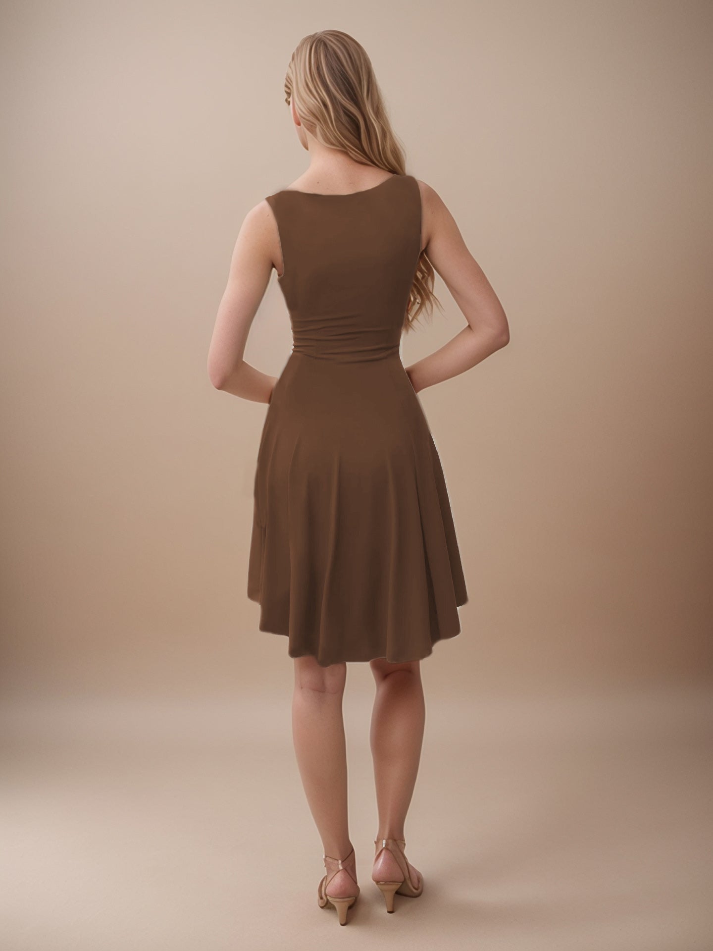 High-Low Round Neck Sleeveless Mini Dress