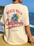 Letter Graphic Round Neck Half Sleeve T-Shirt