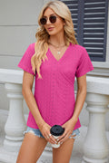 Eyelet Surplice Short Sleeve T-Shirt
