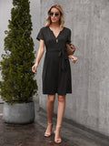 Ivy Lane Tied Notched Short Sleeve Dress