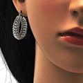 RMZ GOLD NYC Rhodium White Gold 3 Row Cable Earring