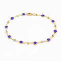 18K Gold Blue Crystal Ankle Bracelet