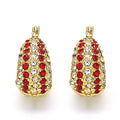 RMZ GOLD NYC 18k Gold High Polish Finish 5 Line Ruby Crystal Earring