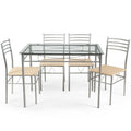 5 Pieces Dining Set Glass Table and 4 Chairs
