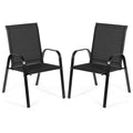 2 Pcs Patio Outdoor Dining Chair with Armrest-Black