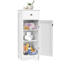 Wooden Storage Free-Standing Floor Cabinet with Drawer and Shelf-White