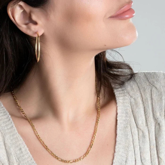 RMZ GOLD NYC 18K Gold Plated 4.5mm Figaro Chain Necklace